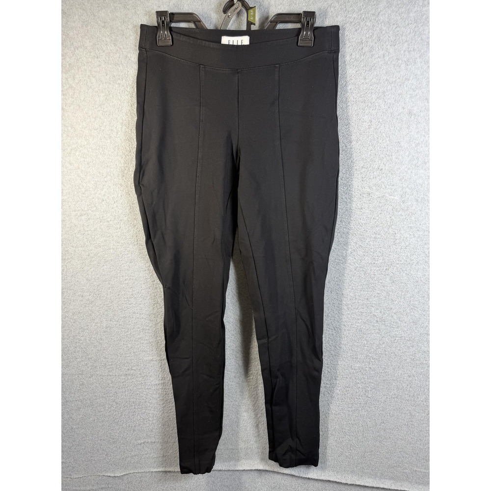 Elle Pants Womens 4 Black Ponte Slim Pull On Stretch Dress Ankle Trousers